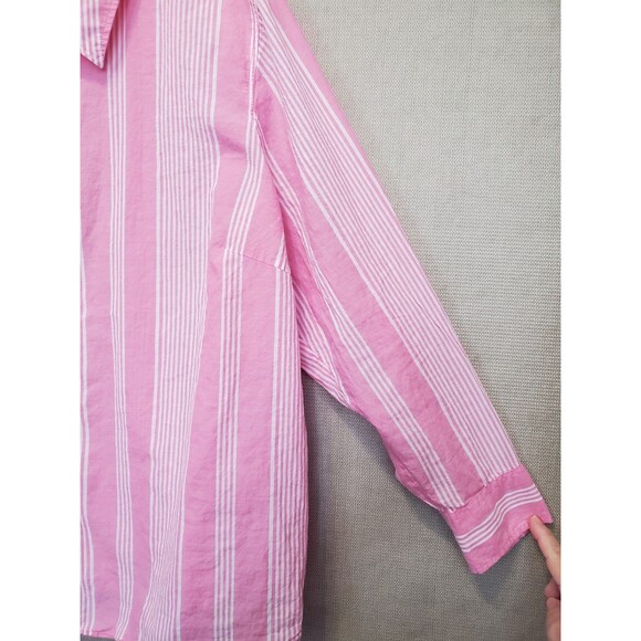 Talbots Plus Petite Pink Striped Button-Up Shirt Size 3XP - Picture 2 of 5